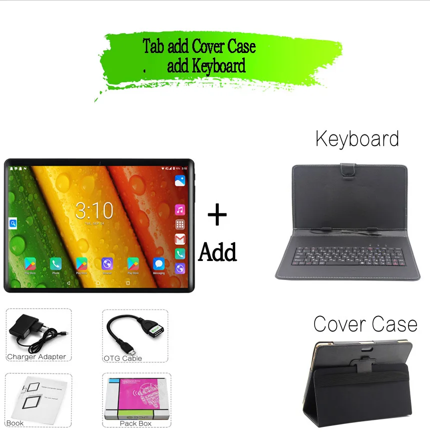 BDF планшет 10 дюймов 3G/4G LTE телефон SIM планшеты ПК Android 9,0 Google Play десять ядер 8 ГБ/128 ГБ ips планшет 7 8 9 10 металлический планшетный ПК - Комплект: Add Keyboard Cover