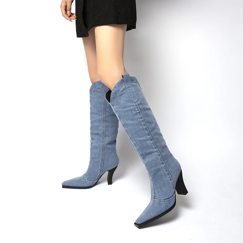 

Women's cowboy boots, ladies nude boots, wear casual high-heeled fashion and comfortable autumn boots