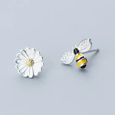 H White Flower MloveAcc 925 пробы серебряные милые Крошечные золотые серьги-гвоздики с бабочкой подарок для женщин девочек модные серебряные ювелирные изделия - Окраска металла: H White Flower