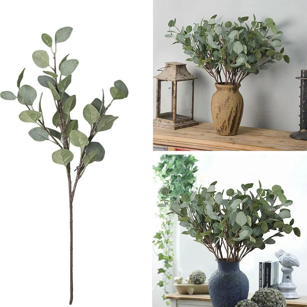 

65cm Artificial Fake Leaf Eucalyptus Green Plant Silk Flowers Nordic Home Decor Wedding decoration artificial leaves