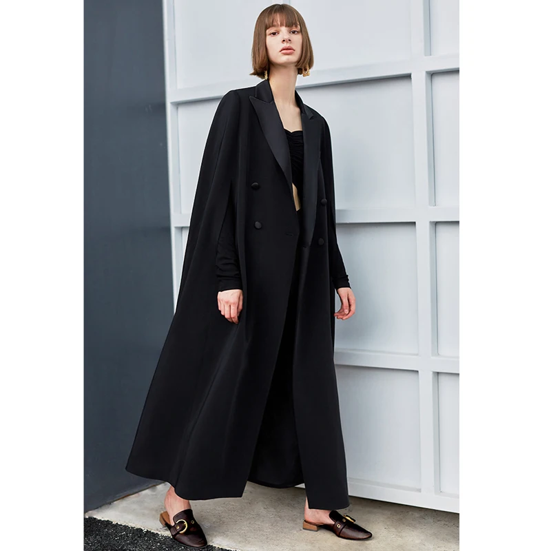 

AEL fashion long Cloak Poncho Women Coat spliced tailored collar Overcoat Female winter Loose Warm Cape Coat Female