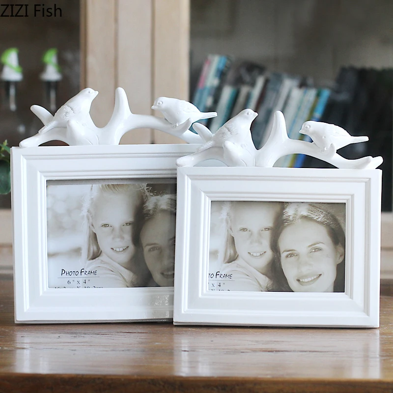 5/6/7/8 Inch Two Birds Retro Resin Photo Frame Desktop Decor Living Room Bedroom Family Portrait White Wedding Gift | Дом и сад