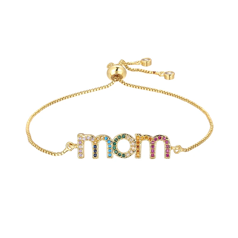Модные ювелирные изделия на день матери женские браслеты золото cz циркон mama