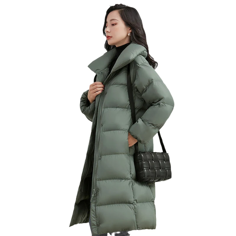 

Fitaylor New Winter Women Zipper White Duck Down Coat Warm Thick Long Puffer Jacket Female Ultra Light Overcoat Clothing