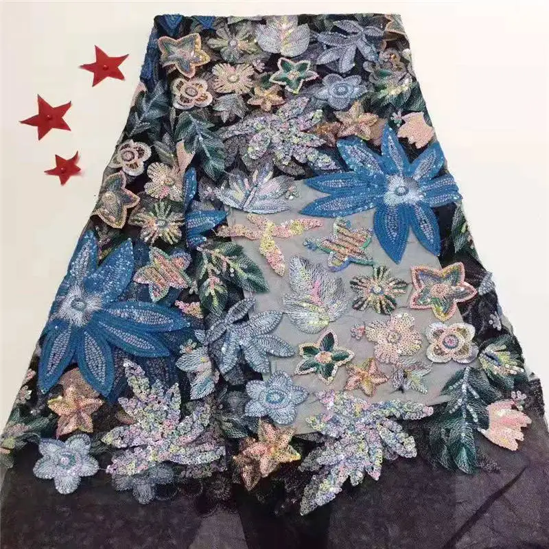 2020 Africa High Quality Flower Sequence French Nigeria Sequin Net Gauze Swiss Lace Fabric Suitable for size 5 / batc | Дом и сад