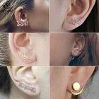 Oly2u золотые серьги в форме звезды для женщин, минималистичные украшения, простые листья, круглая серьга, милые жемчужные серьги, подвески для пирсинга 2019