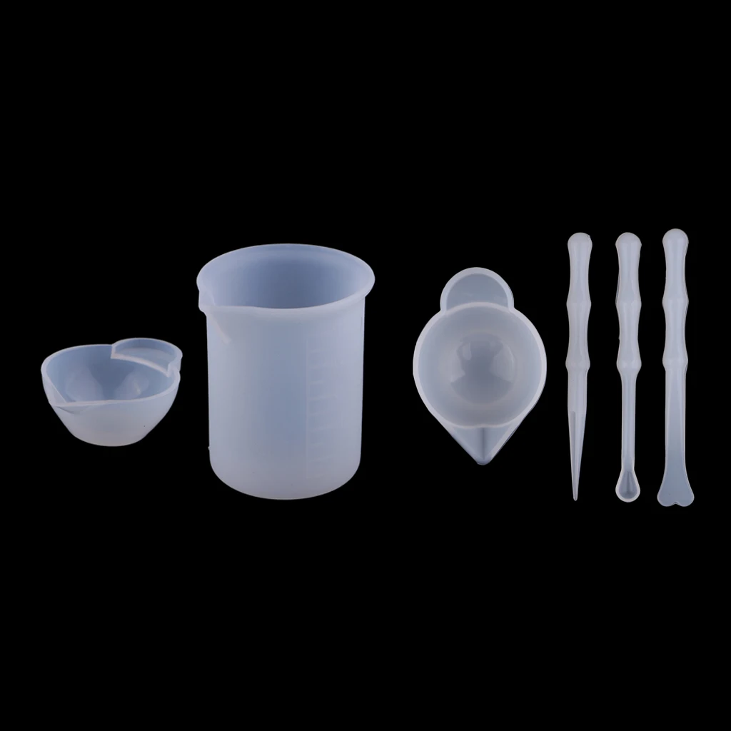 

6x Silicone Measuring Mixing Cups Stirrers Liquid Resin Jewelry Making Tools