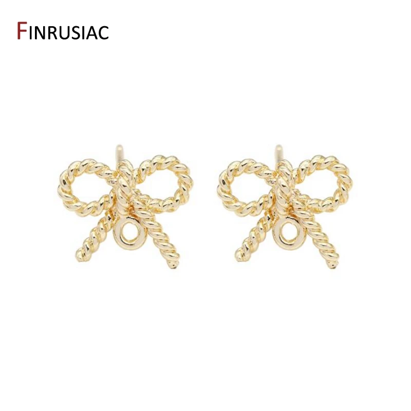 

10*13mm 14K Gold Plated Cute Bow Earring Post Earring Hooks Findings DIY Jewelry Making Accessories Wholesale