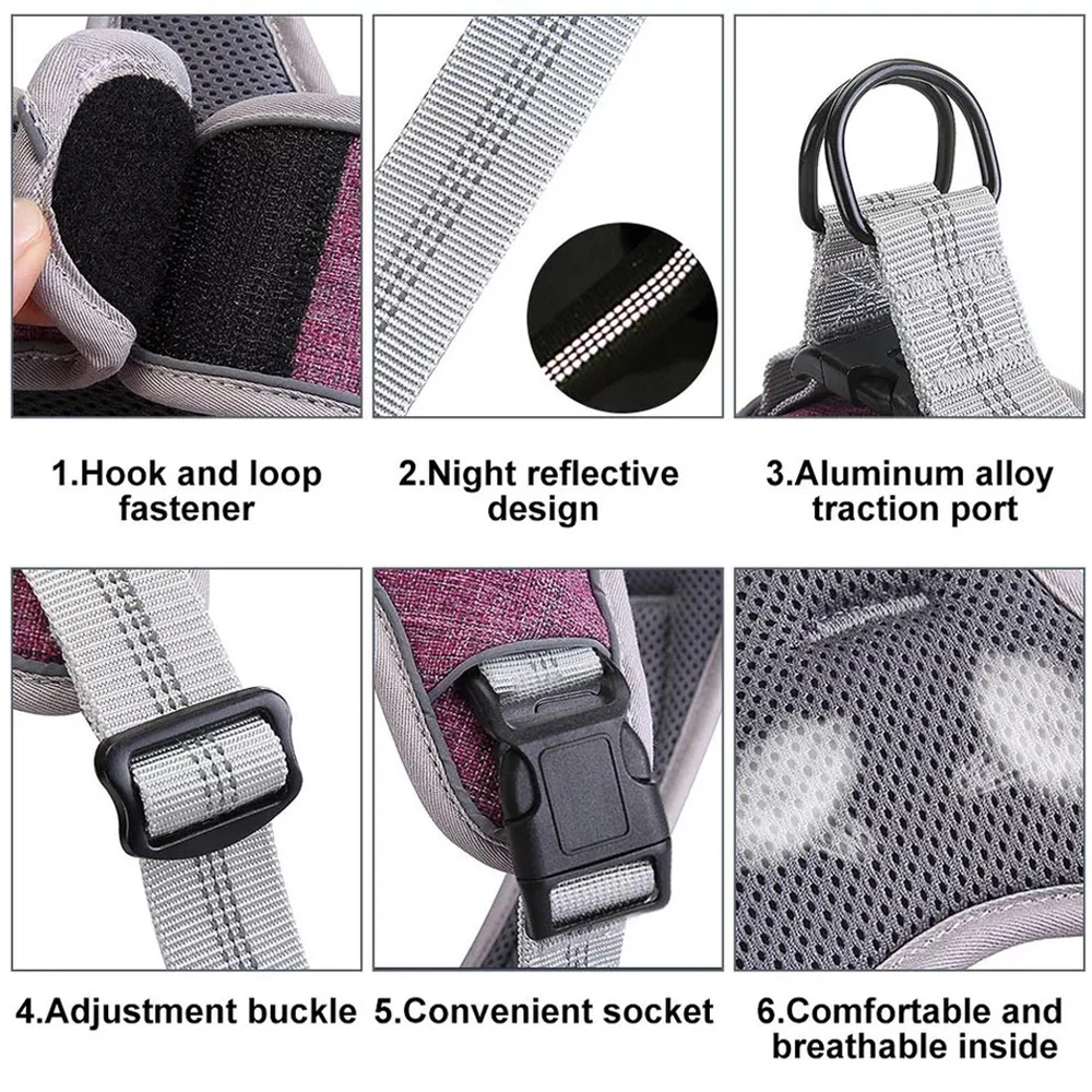 Светоотражающая шлейка для собак мягкая дышащая сетка регулируемая легкая в