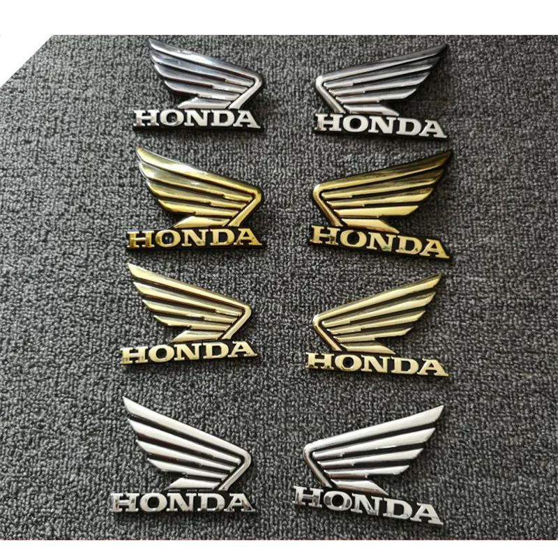 

1 pair 3D gold silver motorbike decal wind moto stickers for honda logo Emblem Badge fuel tank sticker motorcycle accessories