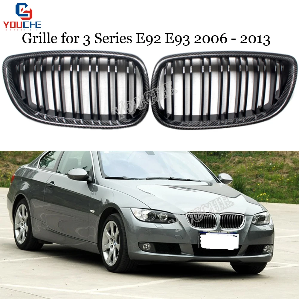 E92 E93 ABS Carbon Fiber Grille For BMW 3 Series 2006 - 2013 Coupe Cabriolet Front Bumper Replacement Grill Mesh | Автомобили и