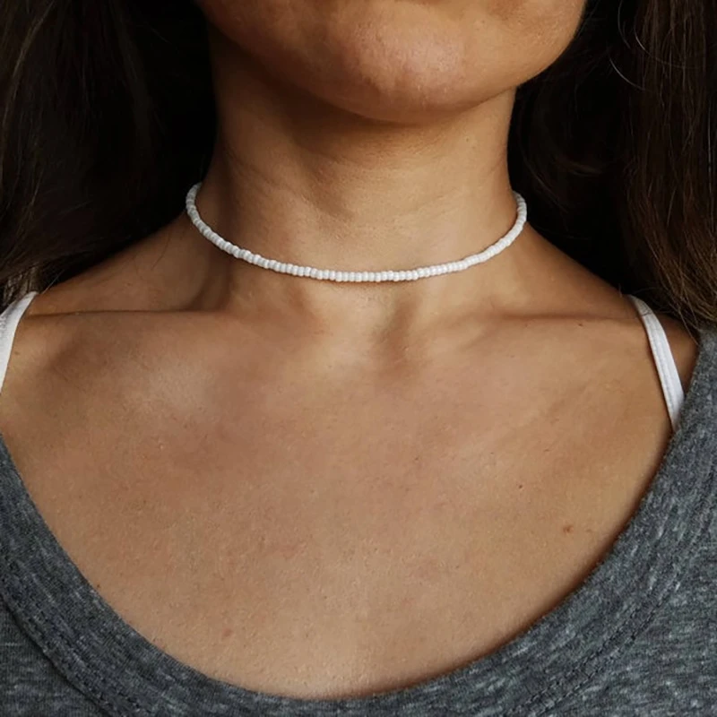 51211 hanzhishang new simple white pine stone neck chain creative rice bead clavicle | Украшения и аксессуары