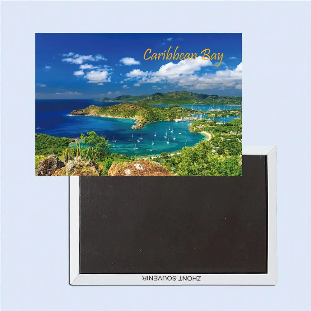 

Caribbean Bay Aerial View Hero Caribbean Tourist Souvenir Magic Phots Magnets 26327 Rigid Hard Magic fridge Magnets