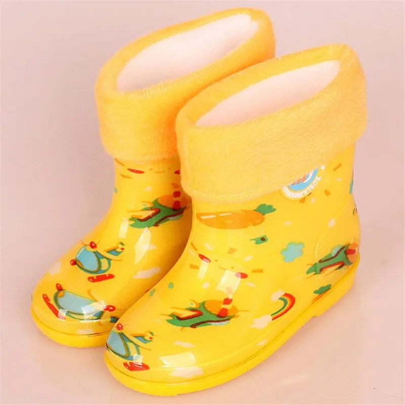 Непромокаемые сапоги детская теплая непромокаемая обувь из бархата зимняя