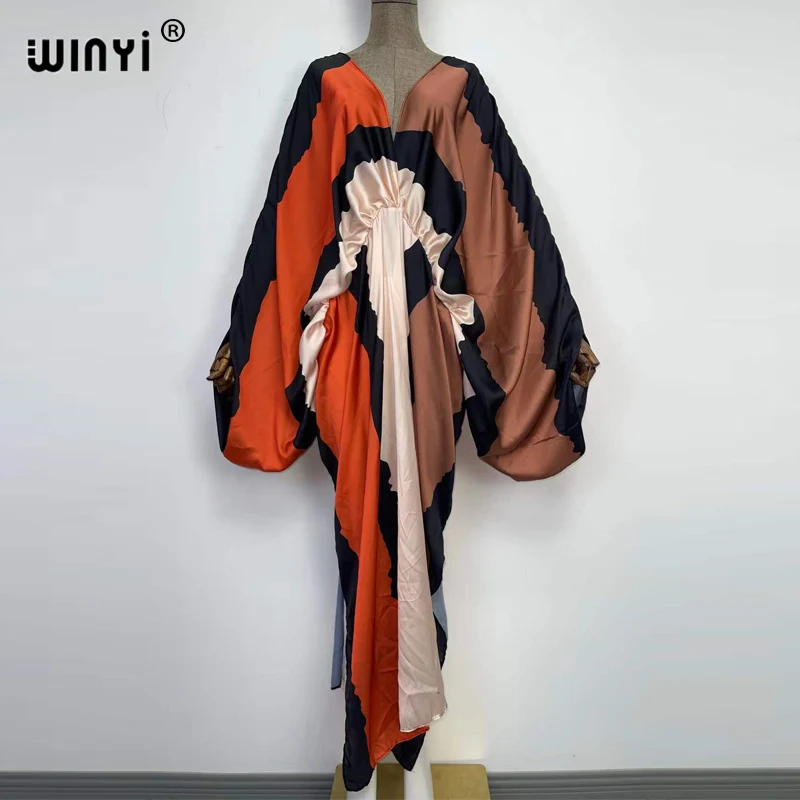 Женское платье-кафтан с принтом длинное пляжное платье большого размера