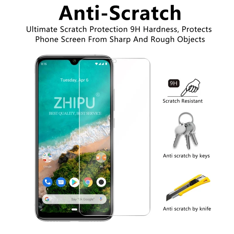 2 шт. закаленное стекло для Xiaomi Mi A3 MiA3 Защитное экрана 2.5D 9 H профессиональная