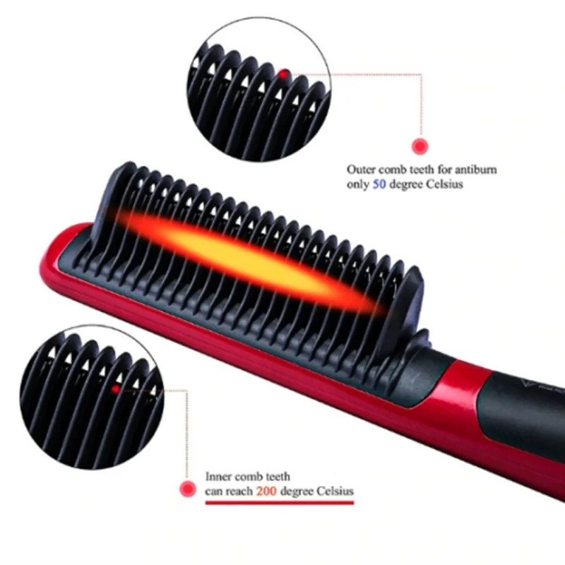 Electric Hair Curling Curler Brush Quick Heated Ceramic Ionic Hairs Comb Beard Straightener Styling Accessory 6 |