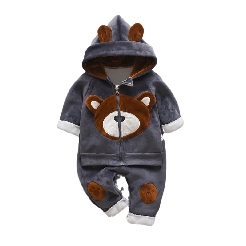 

Kids Boy Clothes Sets Autumn Winter Long Sleeve Gold Velvet Warm Hooded Coat +Pants 2PCS Suit Toddler Girl Casual Outfit A0177