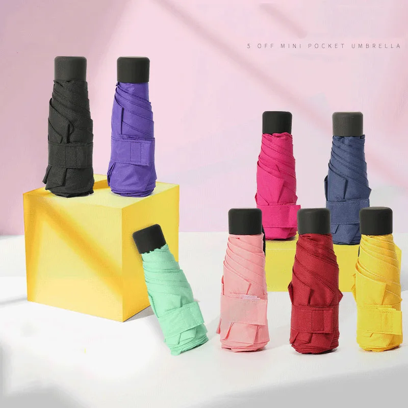 

180g Mini Pocket Parasol Light Fashion 5 Folding Umbrella Rain Women Men Gift Girls Anti-UV Waterproof Portable Travel Umbrella