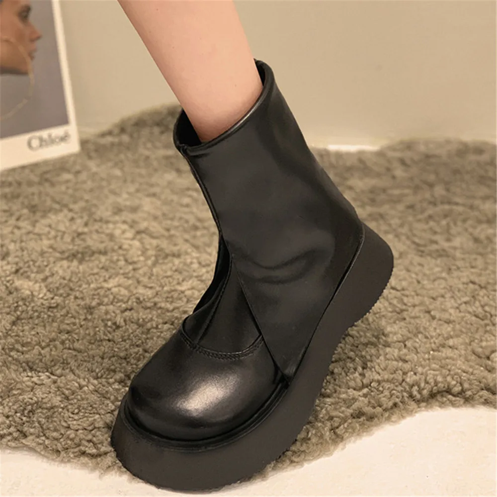Spring Autumn Style Korean Short Tube Boots Women's 2021 New Network Popular Thick Sole Fashion Chelsea Bootie Lady Chunky Shoes
