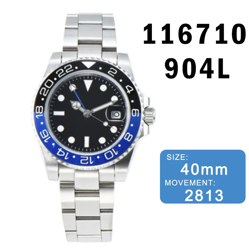 

Men's Watches Automatic Mechanical Relogio Luxury Brand Watch 40MM GMT II BLRO Coke Ceramic 904L AAA Noob Clone montre de luxe