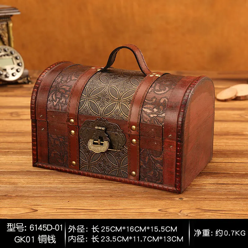 B small retro lock Европейский классический деревянный ящик с замком коробка для хранения антикварный сундук с сокровищами винтажный домашний декор подарочная упаковка коробка органайзер для косметики - Цвет: B small retro lock