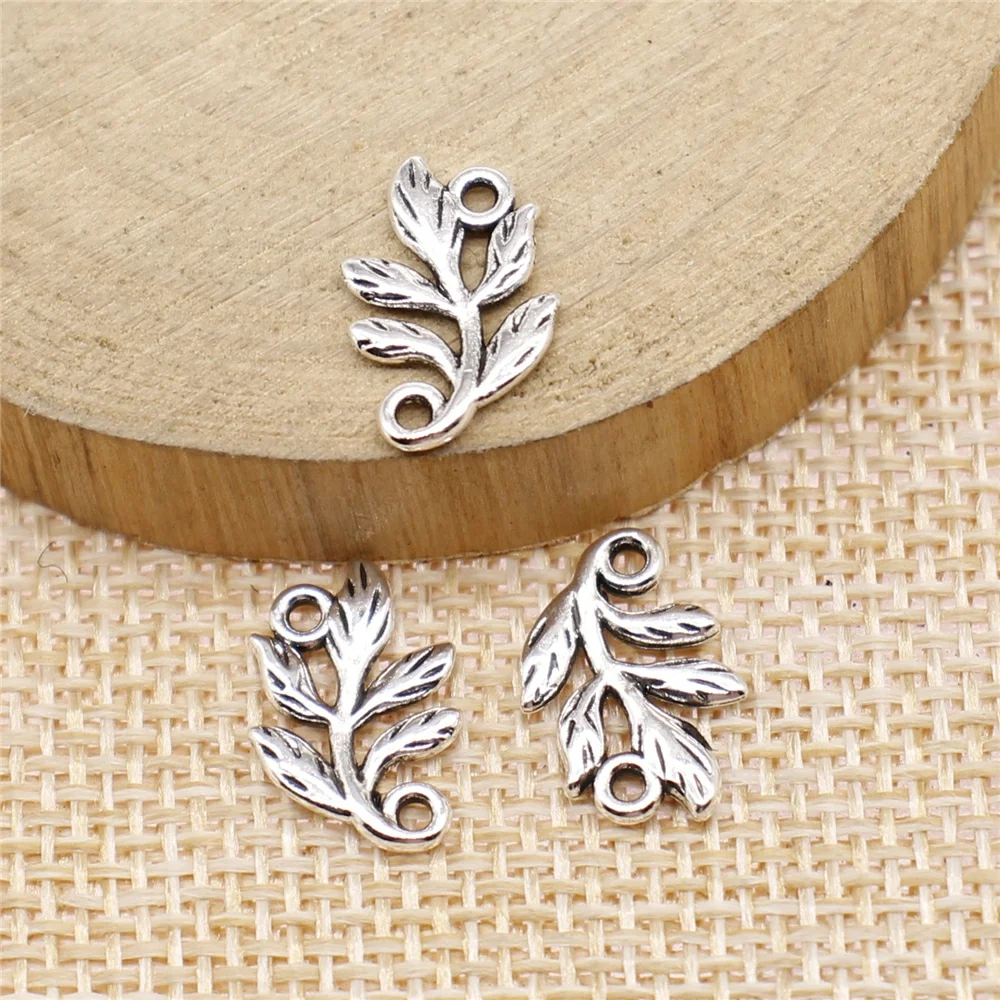 

Charms for Jewelry Making Findings Handmade DIY Craft 40pcs Antique Silver Color 10x15mm Leaf Connector Charms Pendant