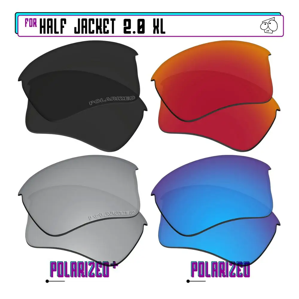 EZReplace Polarized Replacement Lenses for - Oakley Half Jacket 2.0 XL Sunglasses - BkSrP Plus-RedBlueP