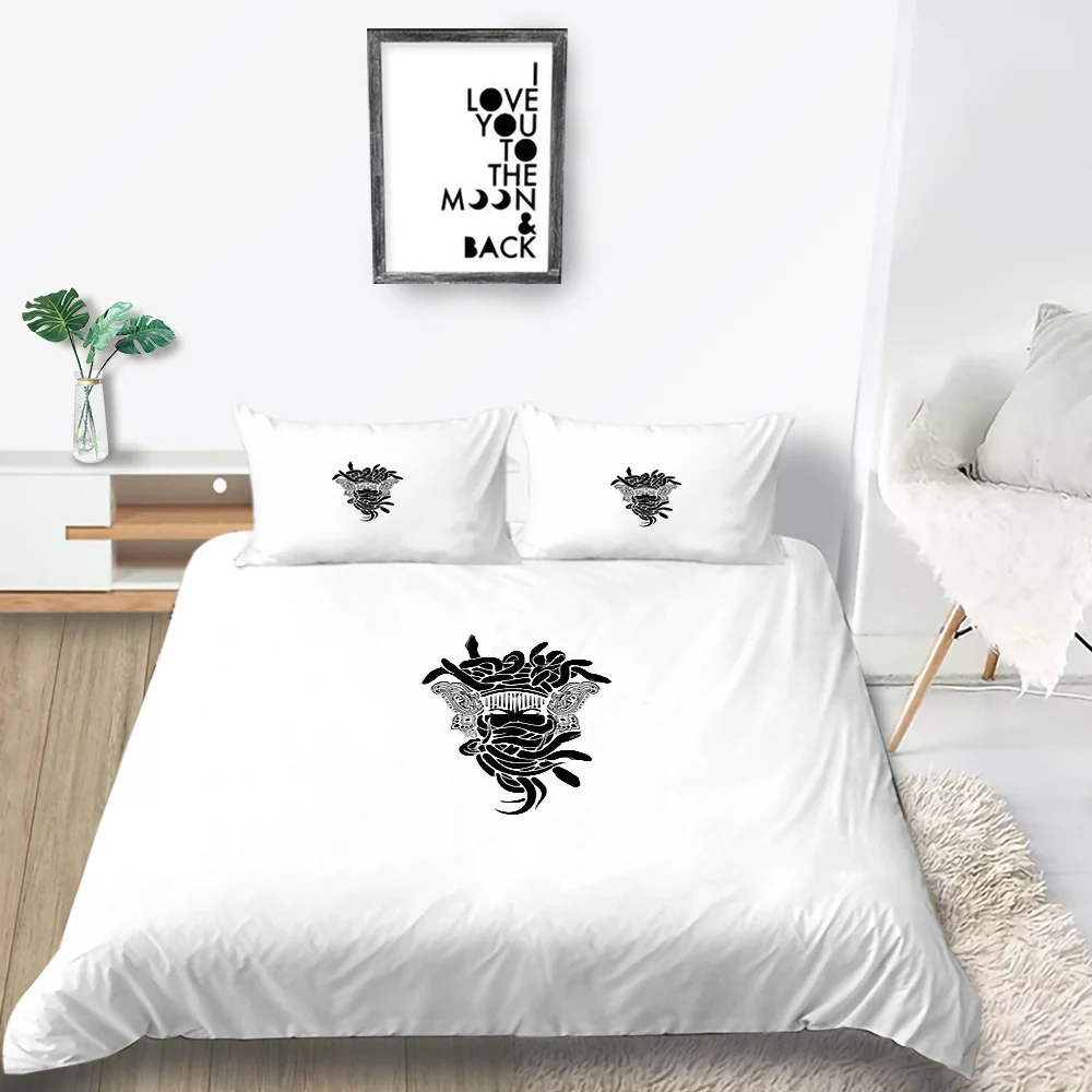 Комплект постельного белья с простым модным пододеяльником белый мягкий