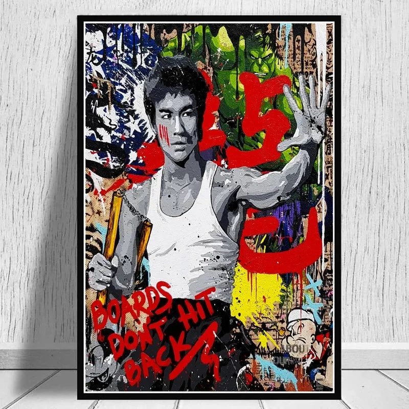 

Kung Fu Superstar Bruce Lee Nunchaku Graffiti Street Art Poster And Prints Canvas Painting Wall Art Picture For Home Decoration