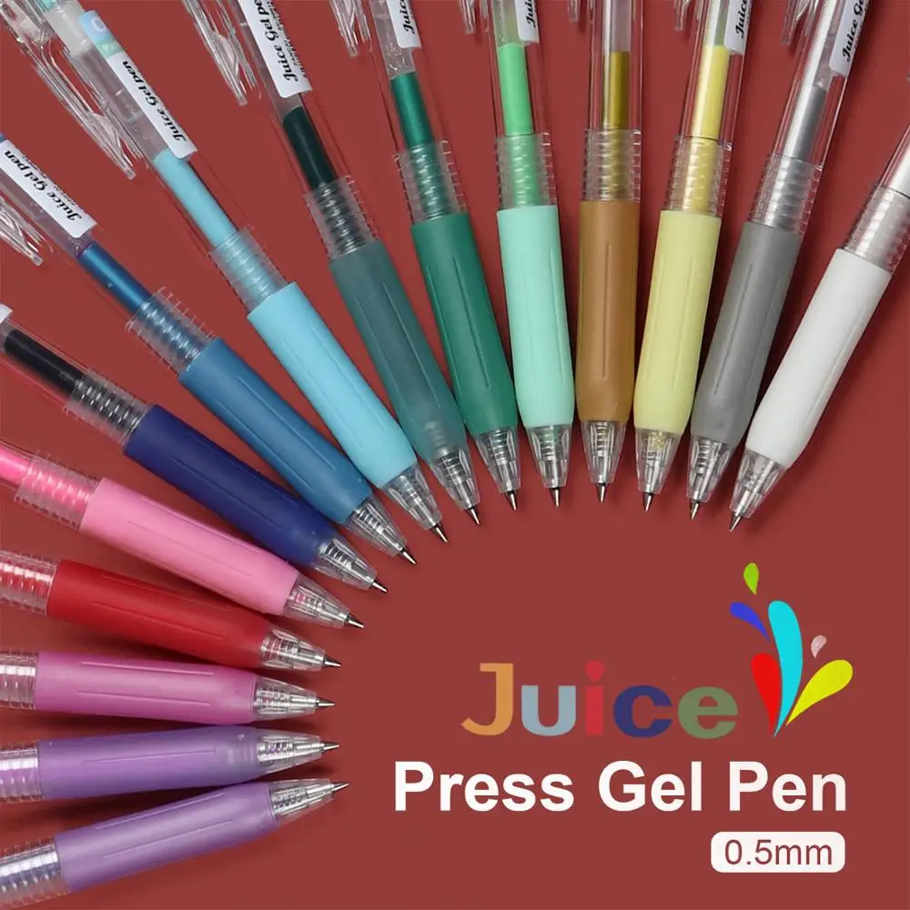 

New 6/12pcs Colors Juice Gel Pens Rainbow Push Type Water-based Journal Pens for School Office Accessories Stationery Supplies