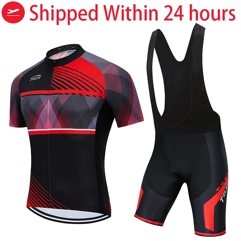 

teleyi Team Jersey Set Men Cycling Clothing Short Sleeve Clothes Biking Uniform Road Bike Summer Ropa Ciclismo Maillot