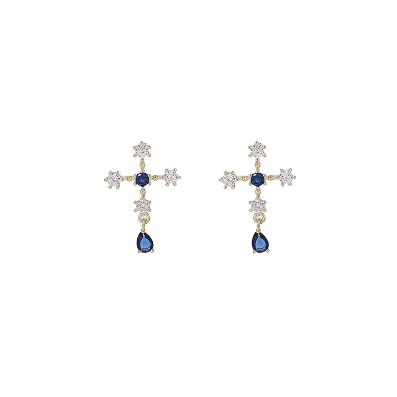 

【Gothic Cross】Dark Style Flashy Baroque Punk Disco Hot Selling Earrings for Women Young Lady