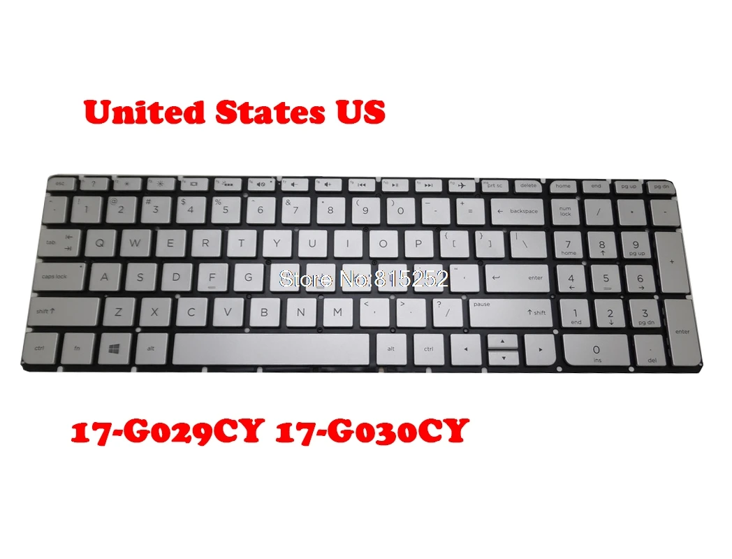 

Laptop Keyboard For HP Pavilion 17-G000 17-G015DX 17-G029CY 17-G030CY with backlight NO Frame Sliver United States US 809302-001