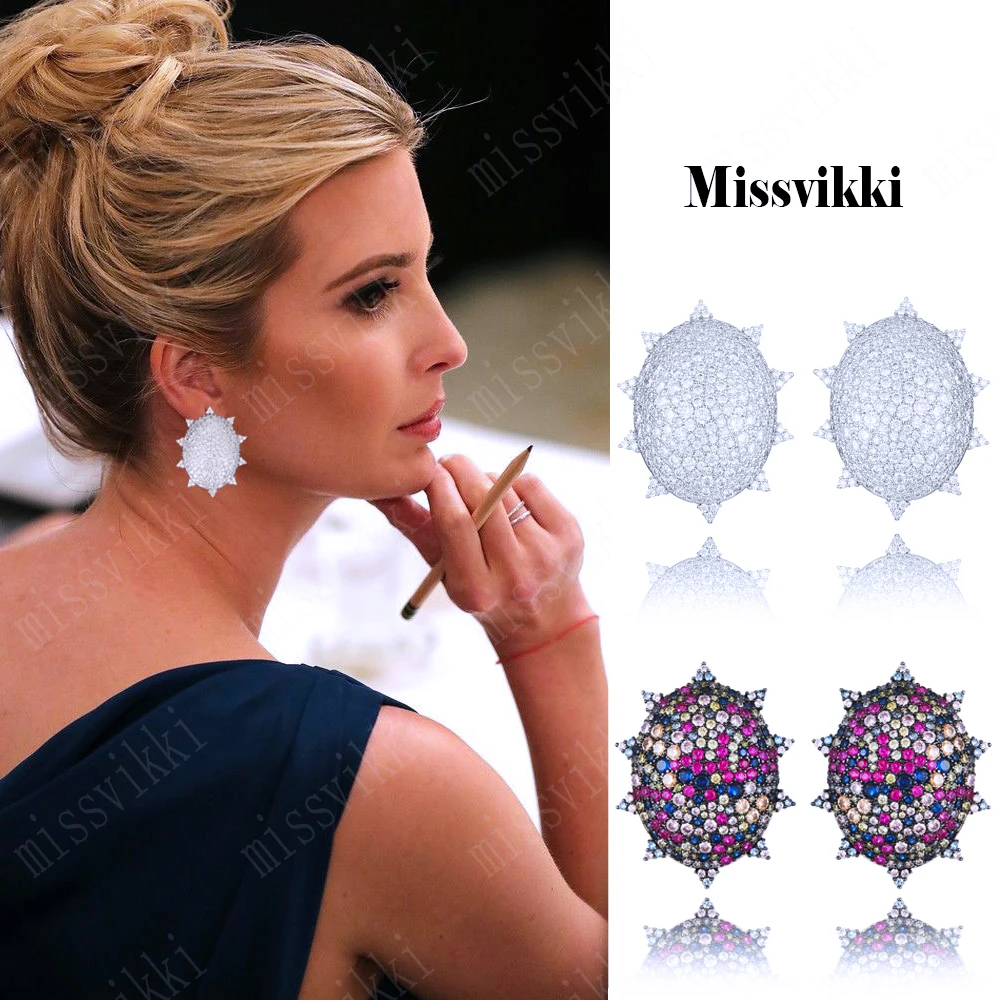 

missvikki 2022 Luxury High Quality Oval Earrings Full Mirco Paved Cubic Zircon CZ Naija Bridal Wedding Earrings Fashion Jewelry