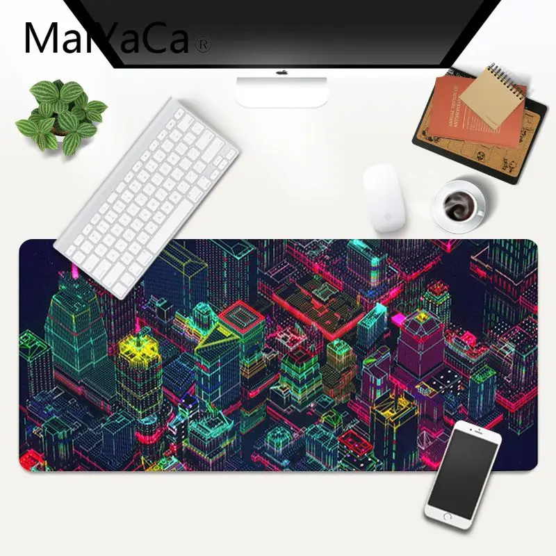 

MaiYaCa 2020 New Neon Synthwave Buildings Comfort Mouse Mat Gaming Mousepad Mouse Mat xl xxl 600x300mm for Lol world of warcraft