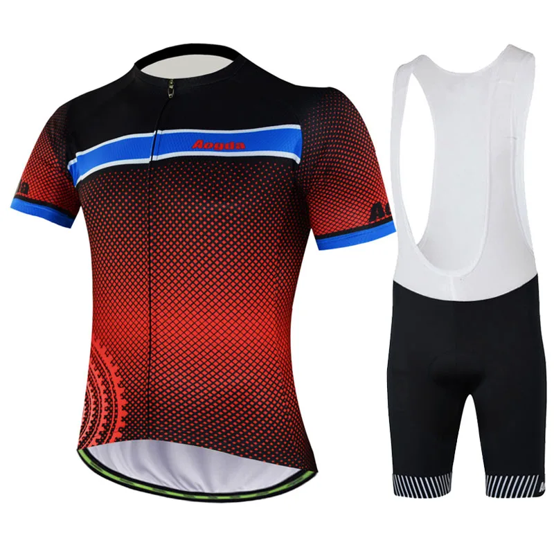 Bib cycling set Aogda Синий Красный Велоспорт Джерси Набор для мужчин Лето Велосипед Одежда Майо Ciclismo короткий рукав велосипедная одежда - Цвет: Bib cycling set