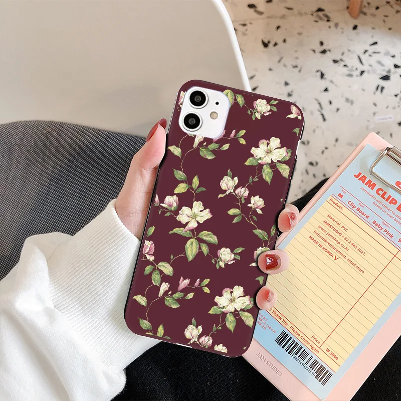 moskado Vintage Flower Daisy Pattern Phone Cover For iPhone 12 13 Mini 11 Pro Max X  XS Max 7 8 Plus Soft Silicone TPU Back Case