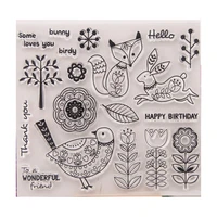 1pc fox bird transparent clear silicone stamp seal diy scrapbook rubber stamping coloring embossing diary decoration reusable