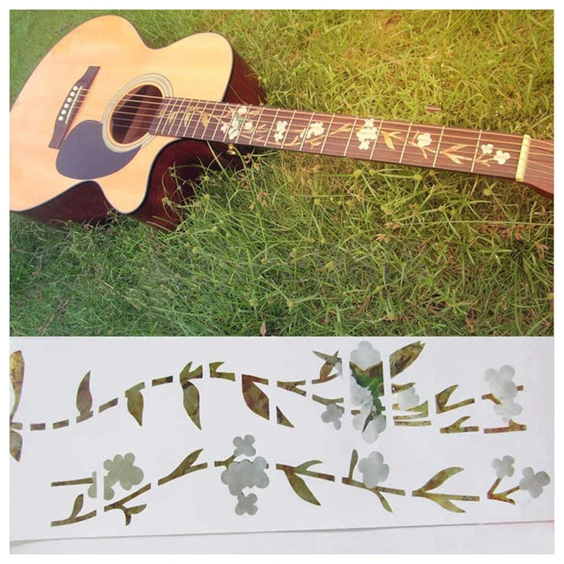 Бас гитары инкрустация Стикеры маркер грифа трава цветы и наклейка с птицами на