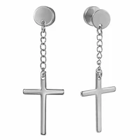 hip hop cross drop earring stainless steel piercing jewelry gift stud earrings for men women