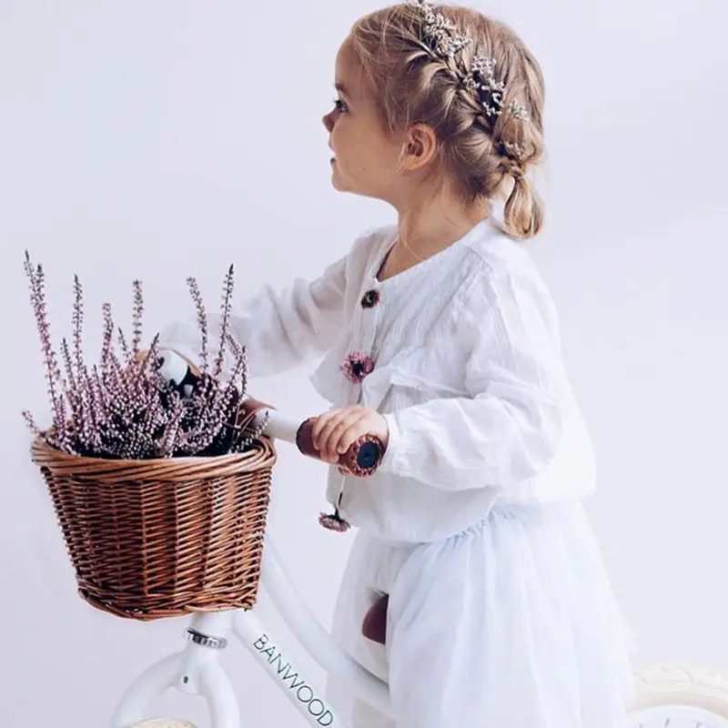 

Vintage Kids Children Rattan Basket Bike Bicycle Scooter Front Handlebar Basket