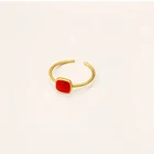 Оригинальное дизайнерское регулируемое кольцо с эмалью и красным квадратом, инкрустированное серебром, женское Ювелирное Украшение в стиле ретро