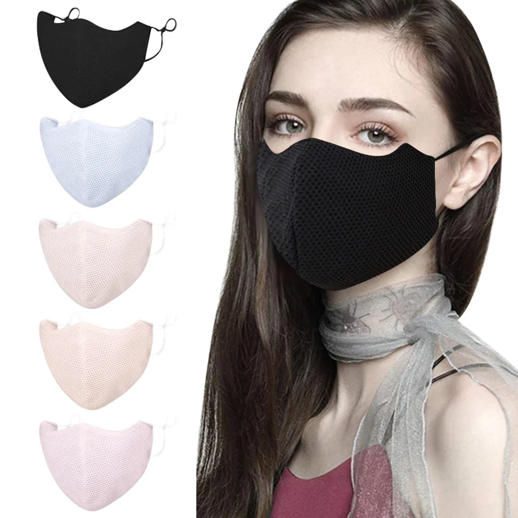 Маска для рта многоразовая Женская тонкая дышащая с сеткой мягкая защиты глаз