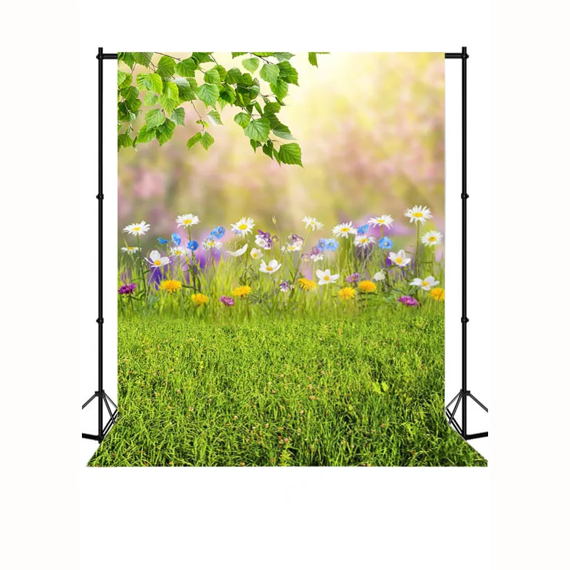 Весенний фон зеленый газон цветы Бабочка новорожденные дети фоны для фотостудии