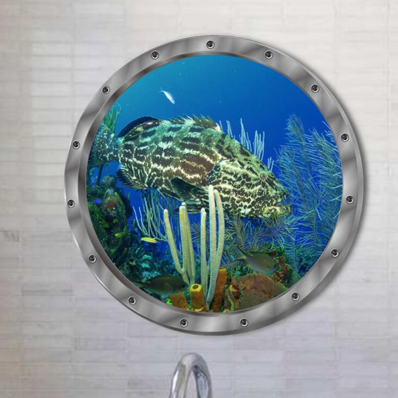 Наклейки на стену и дверь с изображением рыбы океана наклейки для стиральной