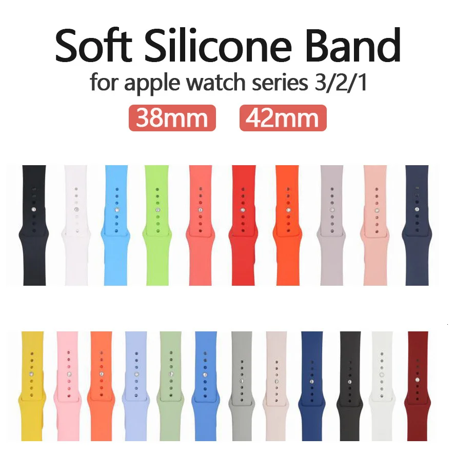 Цветной мягкий силиконовый спортивный ремешок для Apple watch серии 4, 3, 2, 1 сменный ремешок для iWatch 42 мм, 38 мм, сменный вариант