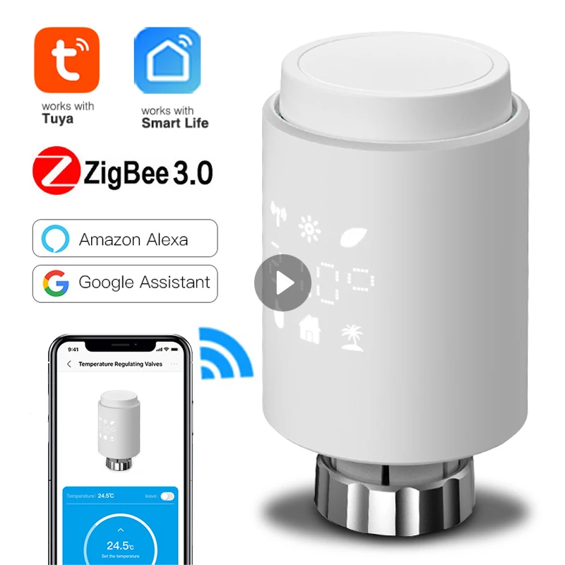

Смарт-клапаны Tuya ZigBee 3,0, термостат, привод радиатора, программируемый клапан радиатора, регулятор температуры, голосовой контроллер, умный д...