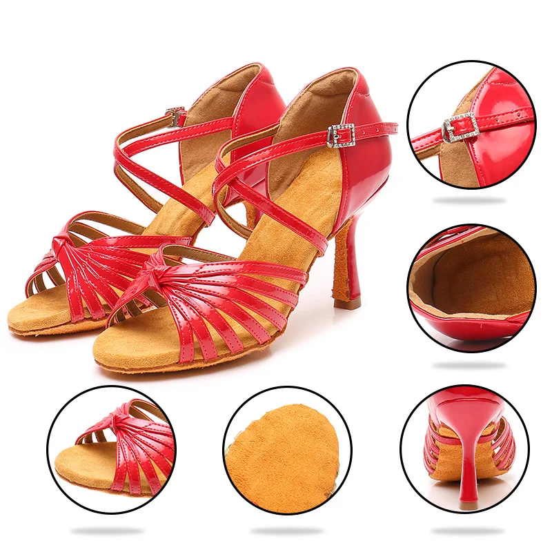 New Arrivals Shoes For Women Latin Dance Practice Performance Ballroom Salsa Dancing Shoes Red Gold Silver Colorful Dance Shoes