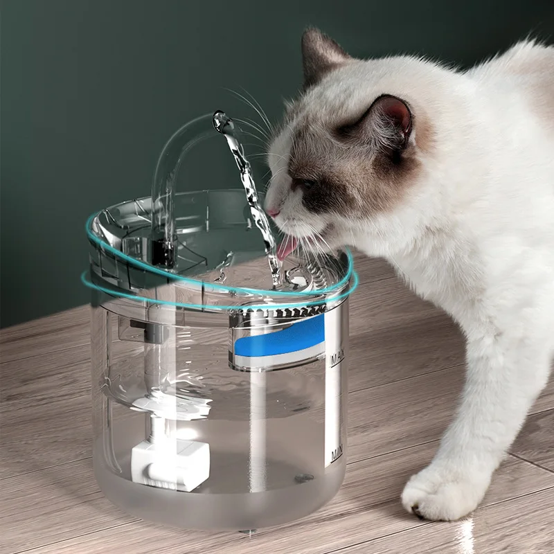 

2L Automatic Cat Water Fountain Transparent Sensor Filter Drinking Feeder With Faucet Drinker For Cats Dog Pet Water Dispenser